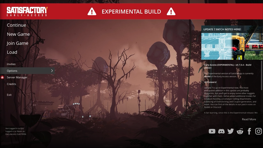Main Menu and Background Image used during Update 7 (Experimental)